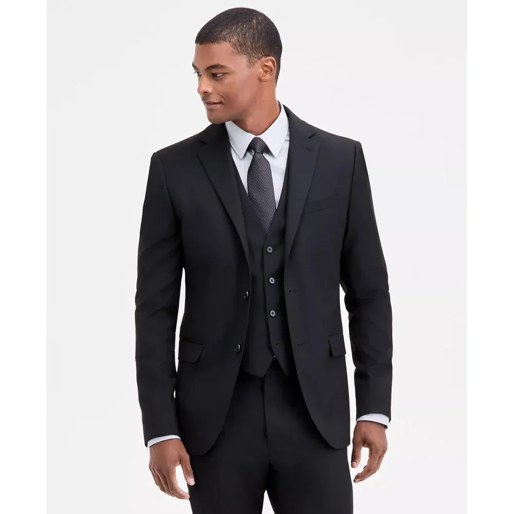 DKNY Mens Modern fit 3-pc‎ Suit Jacket Vest 38R Black Pants 31W 31L